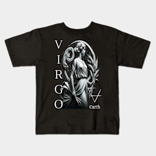 Elegant Virgo Zodiac Sign & Earth Element Kids T-Shirt